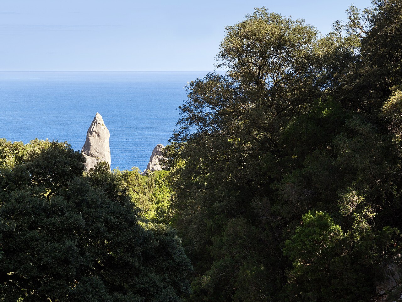 Cala Goloritzé: ciottoli bianchi, acqua bassa e la guglia calcarea dell'Aguglia